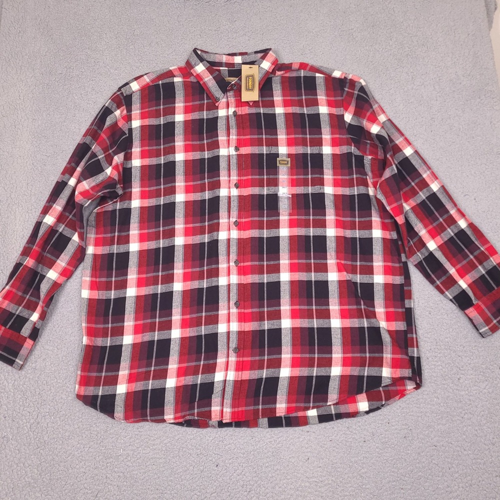 The Foundry‎ Flannel Shirt Mens 2XLT Red Black Plaid 100% Cotton NWT